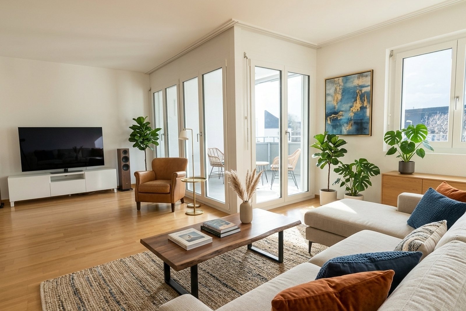 Muestra de estilo: estancia amueblada digitalmente (home staging virtual).
